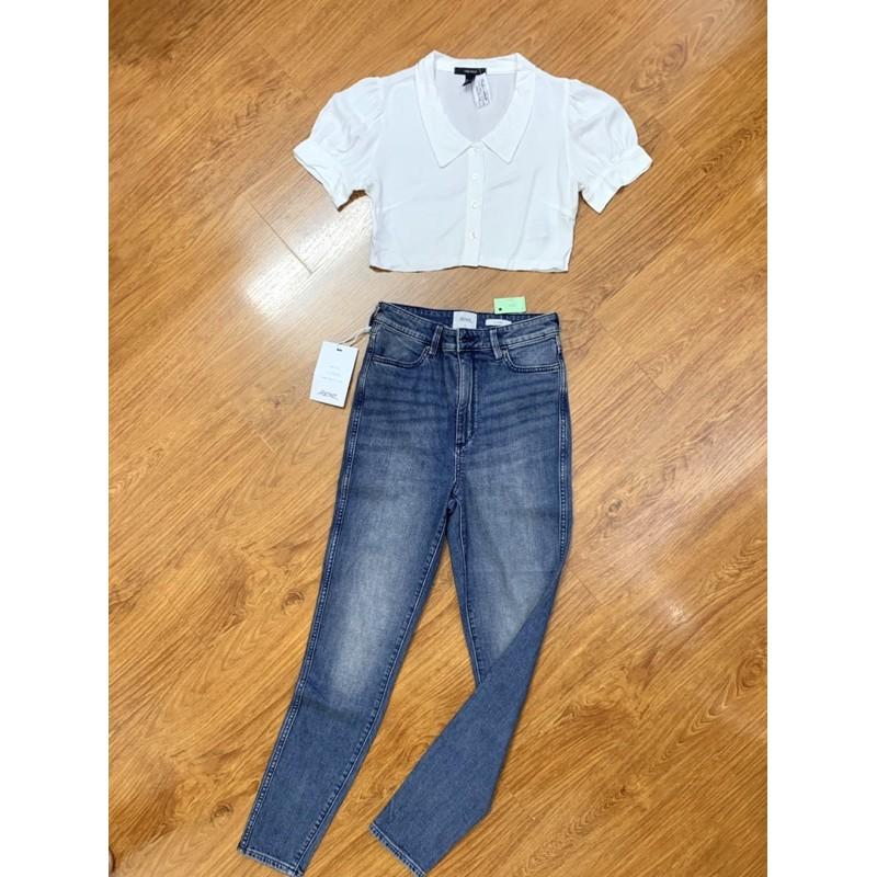 Áo sơ mi croptop tay phồng F21