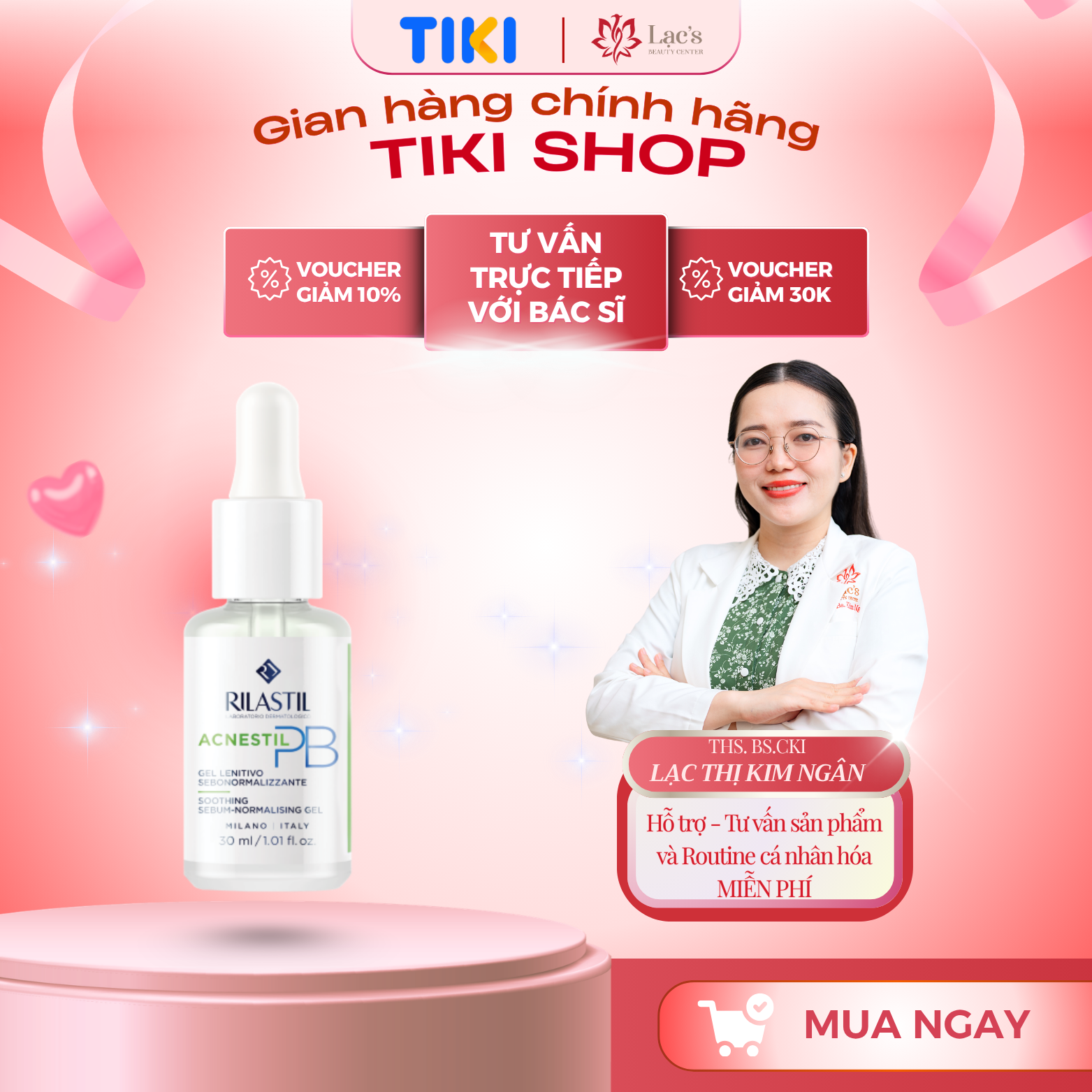 Serum dưỡng ẩm Rilastil Acnestil PB Soothing Sebum - Normalising Gel 30ml