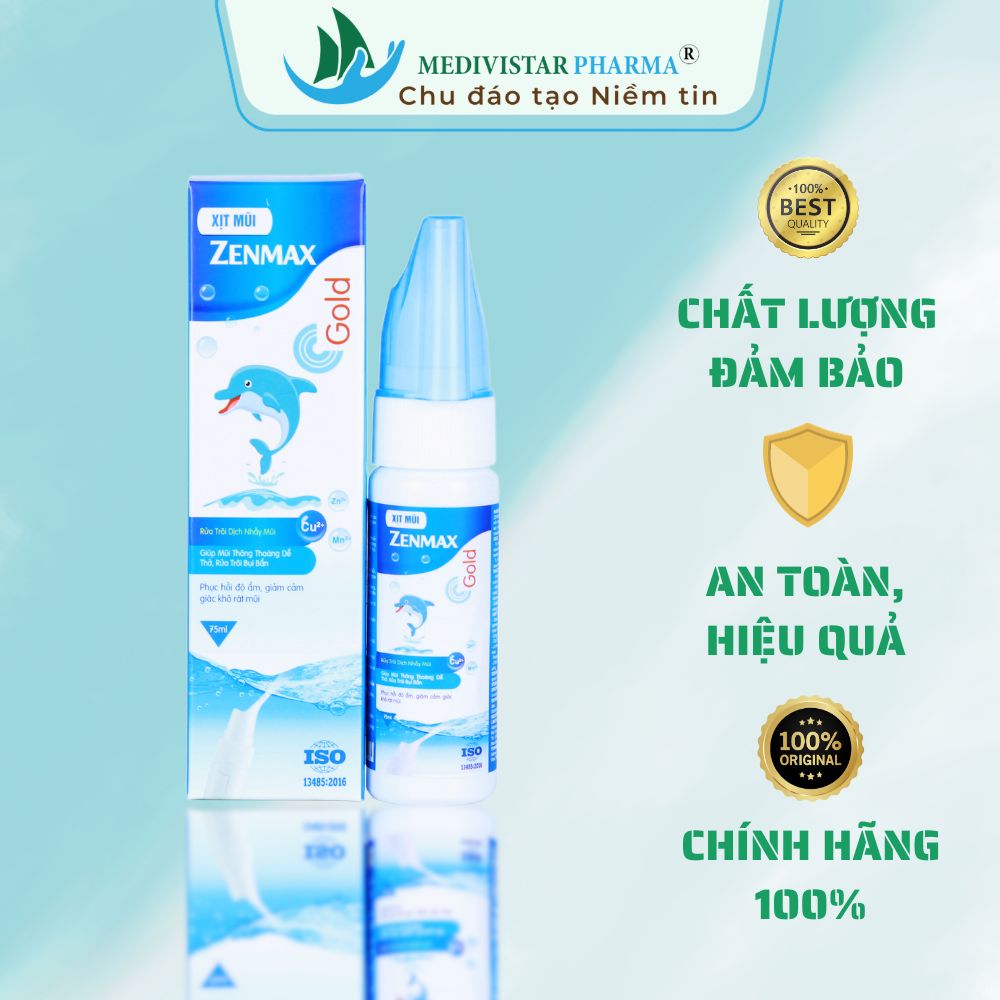 Combo 3 Chai Bình Xịt Mũi Zenmax Gold Giúp Bổ Sung Độ Ẩm, Làm Sạch Và Thông Thoáng Mũi, Thành Phần Tự Nhiên, An Toàn 75ml/Lọ