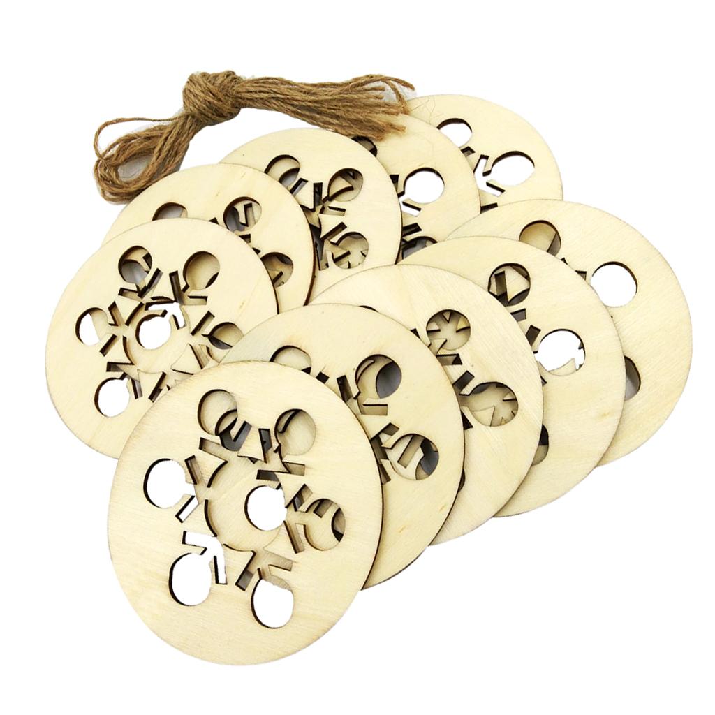 10Pcs/lot Hollow Snowflake Wooden Pieces Embellishments Wood Slices Arts Crafts