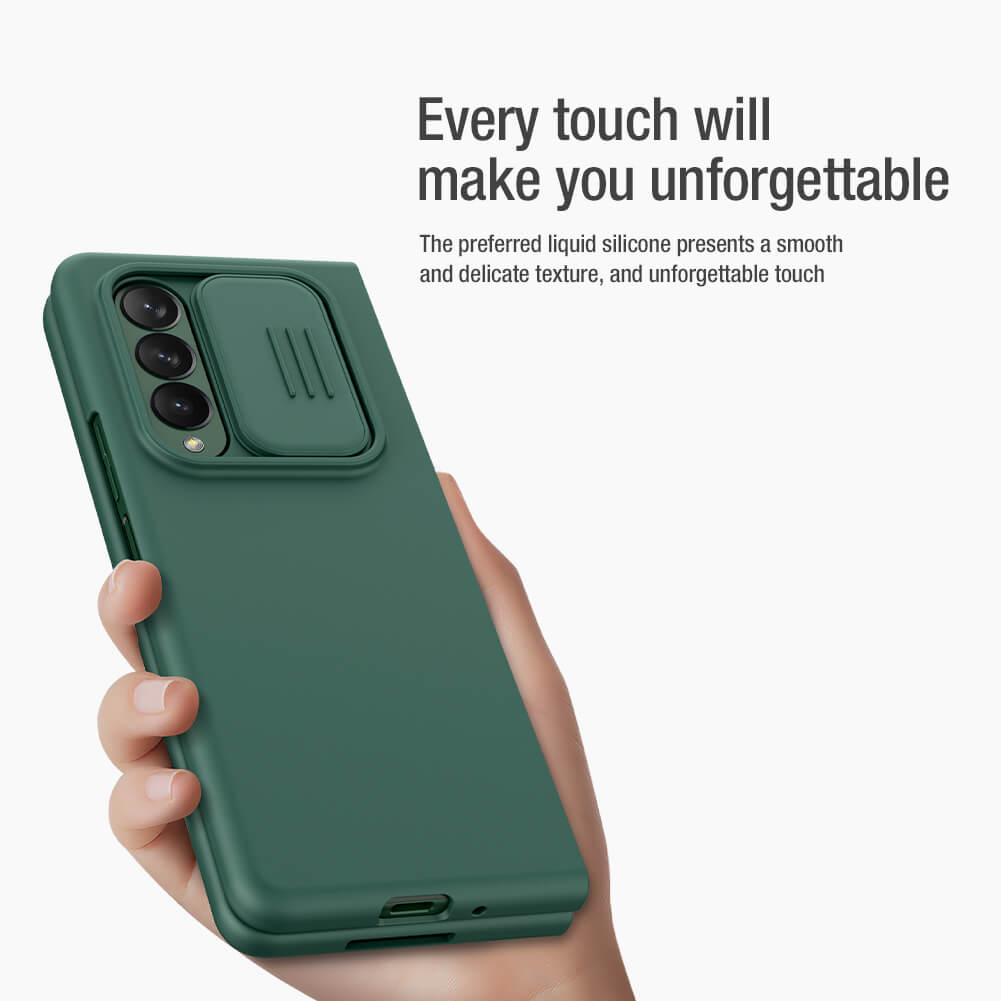 Ốp lưng chống sốc silicon cho Samsung Galaxy Z Fold 3 bảo vệ Camera hiệu Nillkin Camshield Silky Silicon Case (chống sốc cực tốt, chất liệu cao cấp, có khung và nắp đậy bảo vệ Camera) - hàng nhập khẩu 