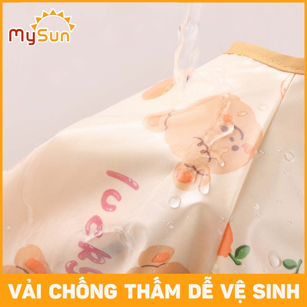 Áo yếm ăn dặm chống thấm Silicone cho bé gái, trai dài tay choàng ghế ăn dặm MySun DeliBib