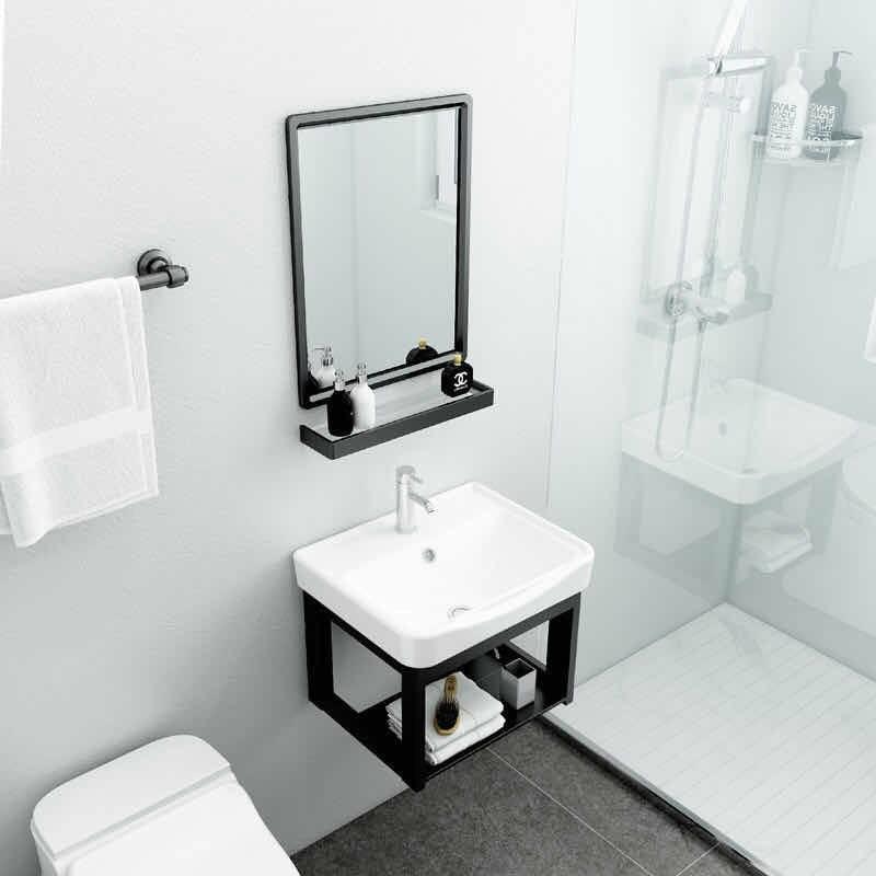 Bộ tủ chậu lavabo mini - COMBO 4 Món Tủ Chậu Lavabo + Gương + Kệ Gương Thông Minh Gọn Gàng Sang Trọng Cho Phòng Tắm
