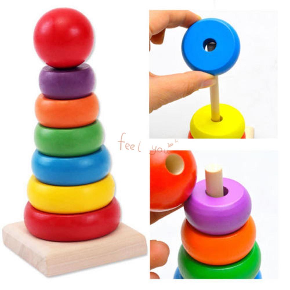 Xếp chồng - Tháp màu mini bằng gỗ