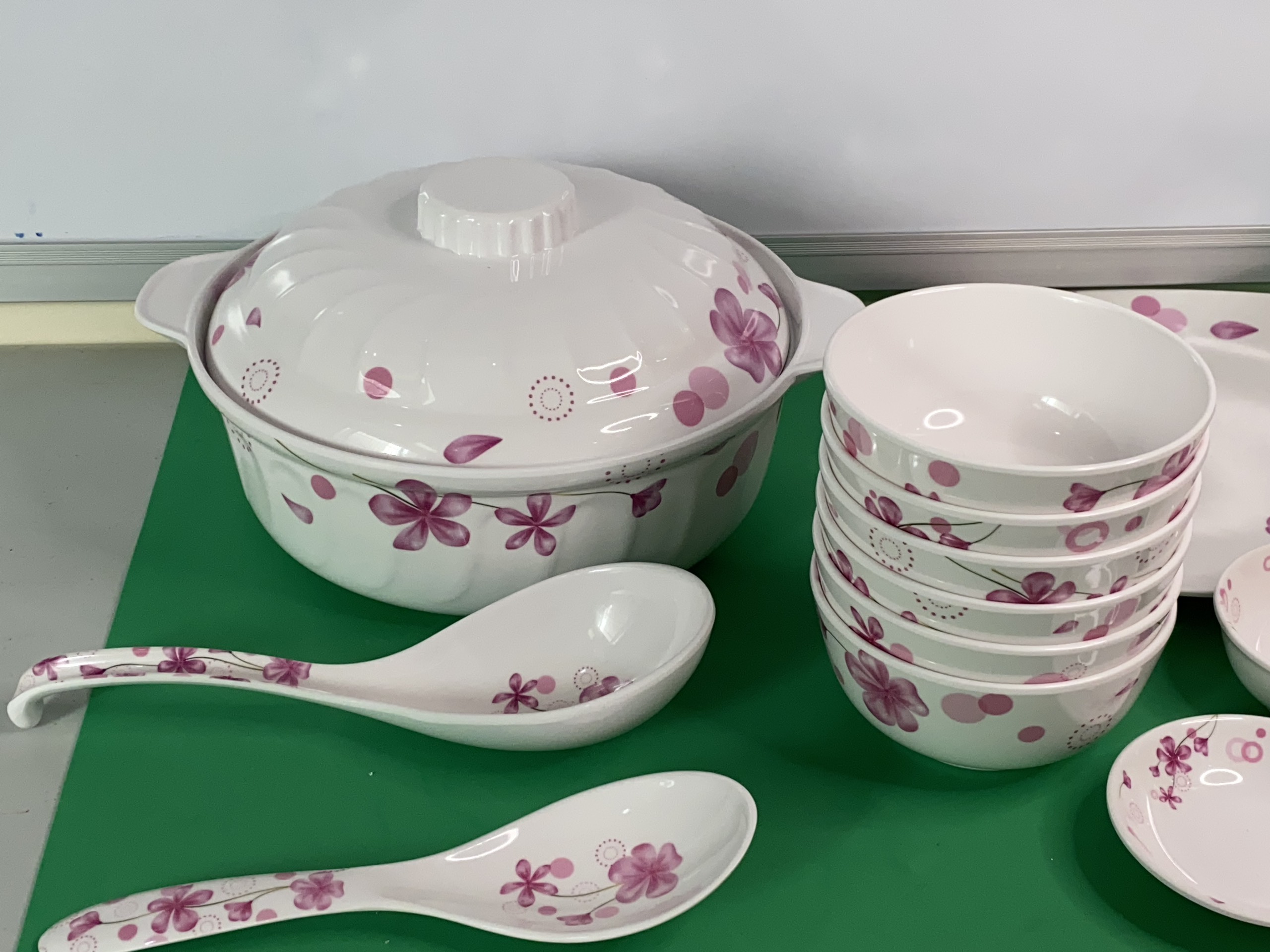 Combo 6 Chén (Bát) Cơm 9 Món TƯỜNG VY  Nhựa Xanh Melamine Cao Cấp