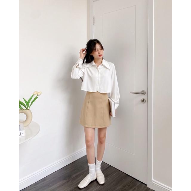 Áo sơ mi nữ dài tay cổ gập lụa trơn hàng thiêt kế avnd092203 by germe