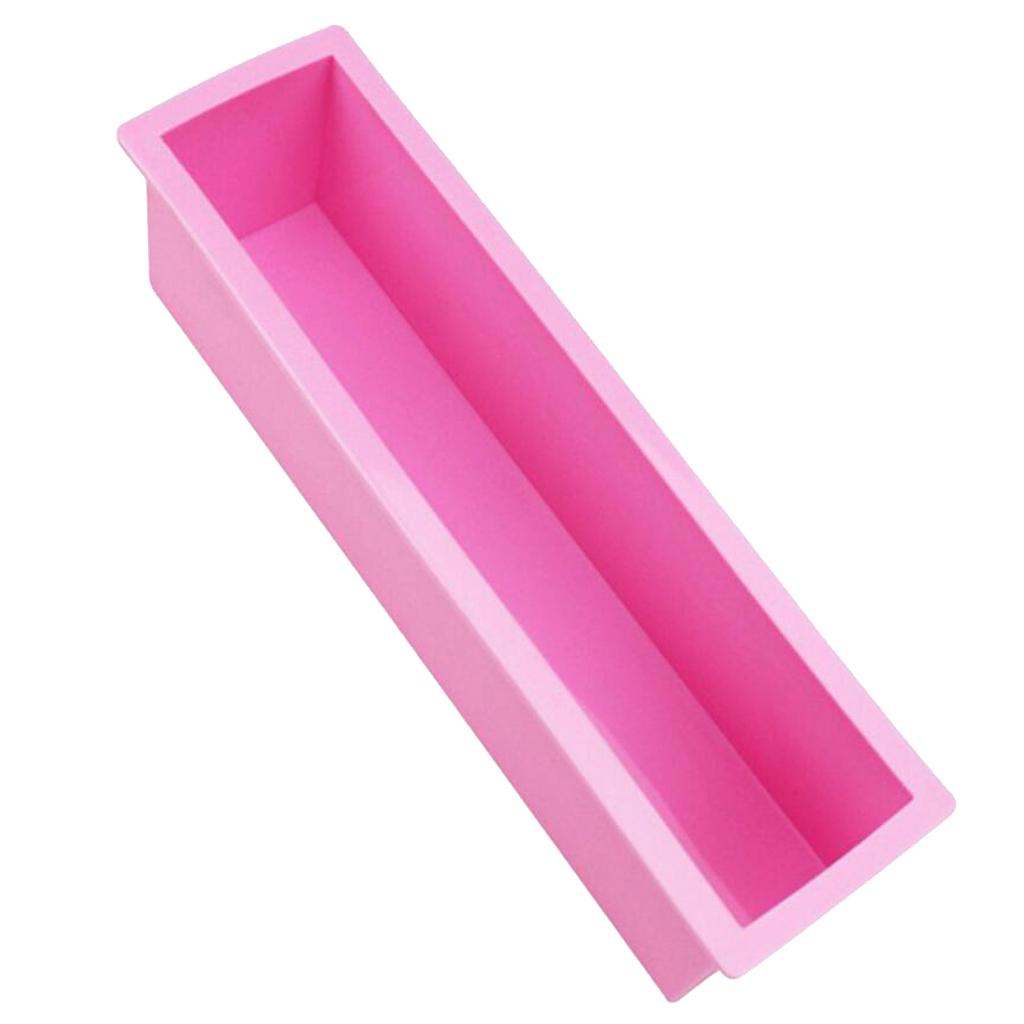 1200g Silicone Soap Loaf Mold Wooden Box DIY Making Tool BPA Free A Pink