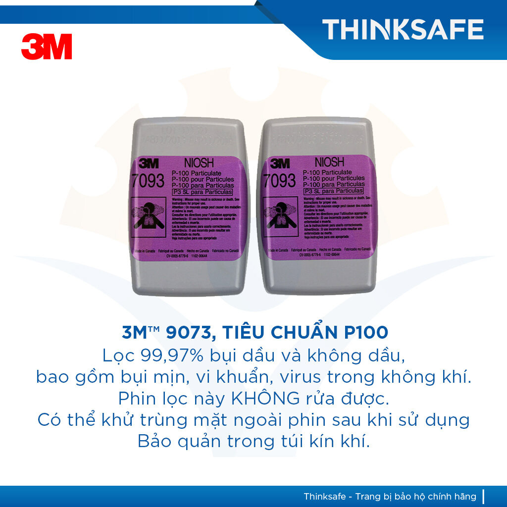 Mặt nạ phòng độc 3M 7502 phin lọc 3M 7093 - Trang bị tuyến đầu phòng dịch - Mặt nạ P100/ N95 phòng dịch, lọc bụi mịn pm2.5, khói hàn, chống hơi sơn, vi khuẩn, vi rút