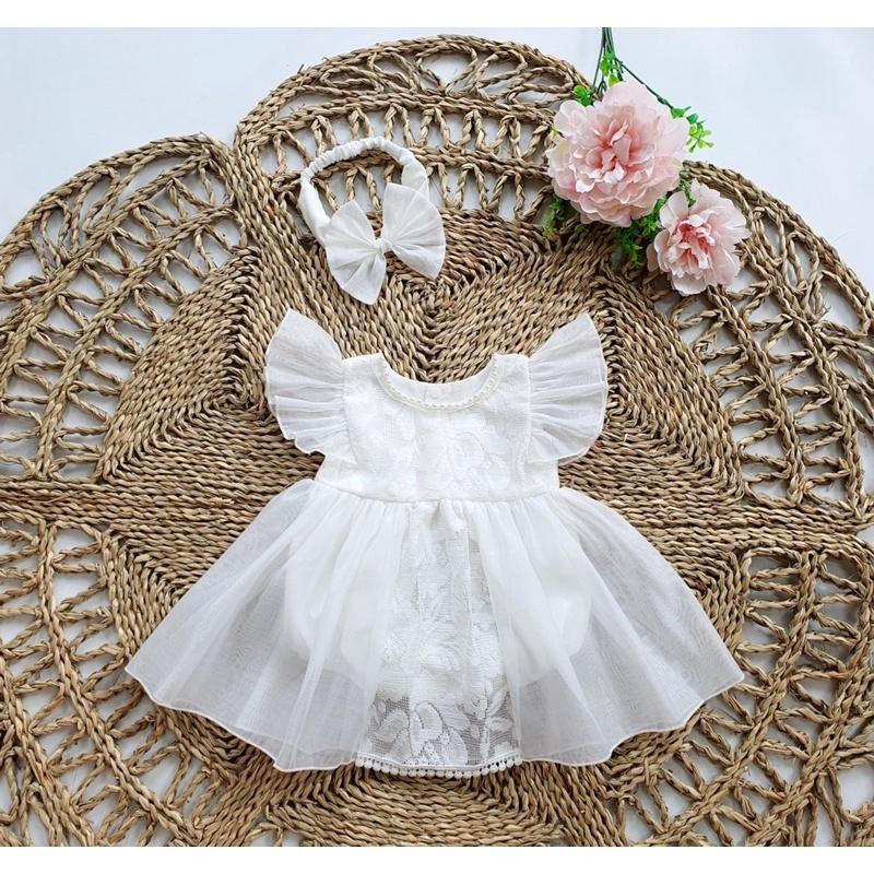 Body váy trắng công chúa cho bé gái,quà tặng đầy tháng,sinh nhật cho bé 3kg đến 12kg
