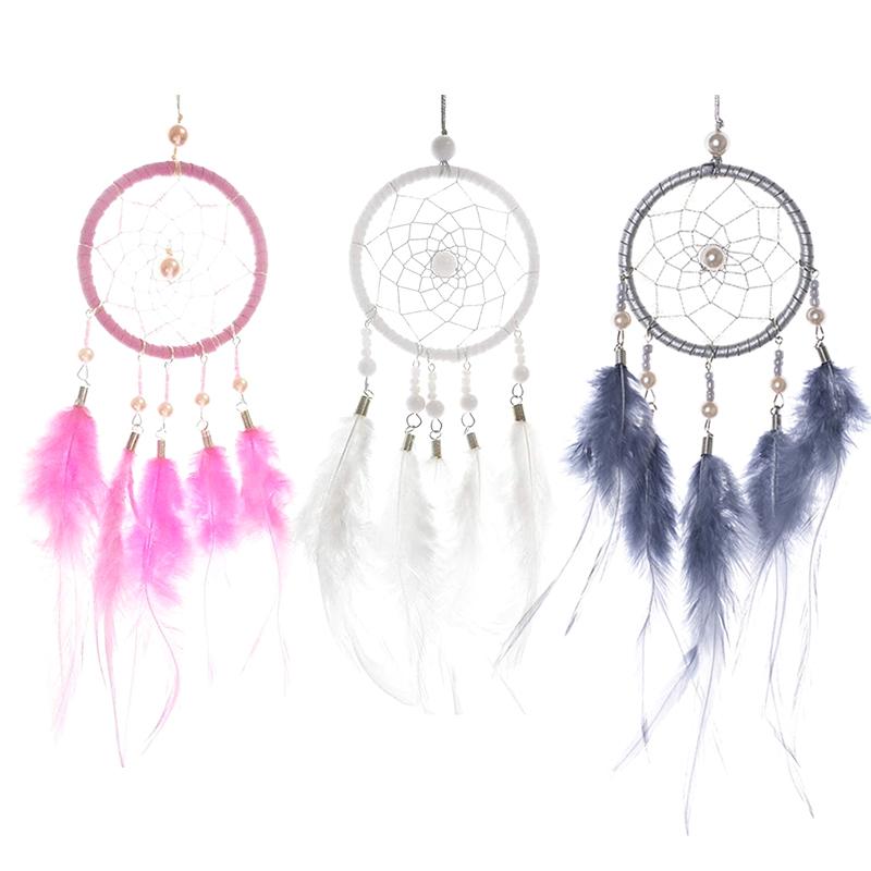 Dream catcher đính ngọc trai màu hồng trắng bạc