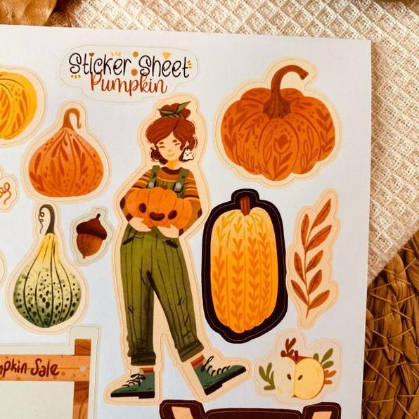 Sticker sheet pumpkin - chuyên dán, trang trí sổ nhật kí, sổ tay | Bullet journal sticker - unim058