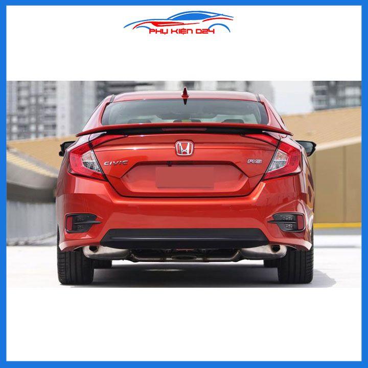 Đuôi gió sau xe liền cốp Honda Civic Kiểu RS 2019-2022 có đèn Led hàng mộc chưa sơn