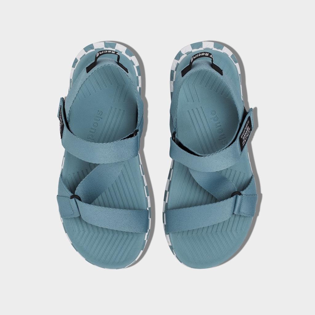 Giày sandal Shondo F7 nam nữ đi học đế cao caro xanh F7C3232