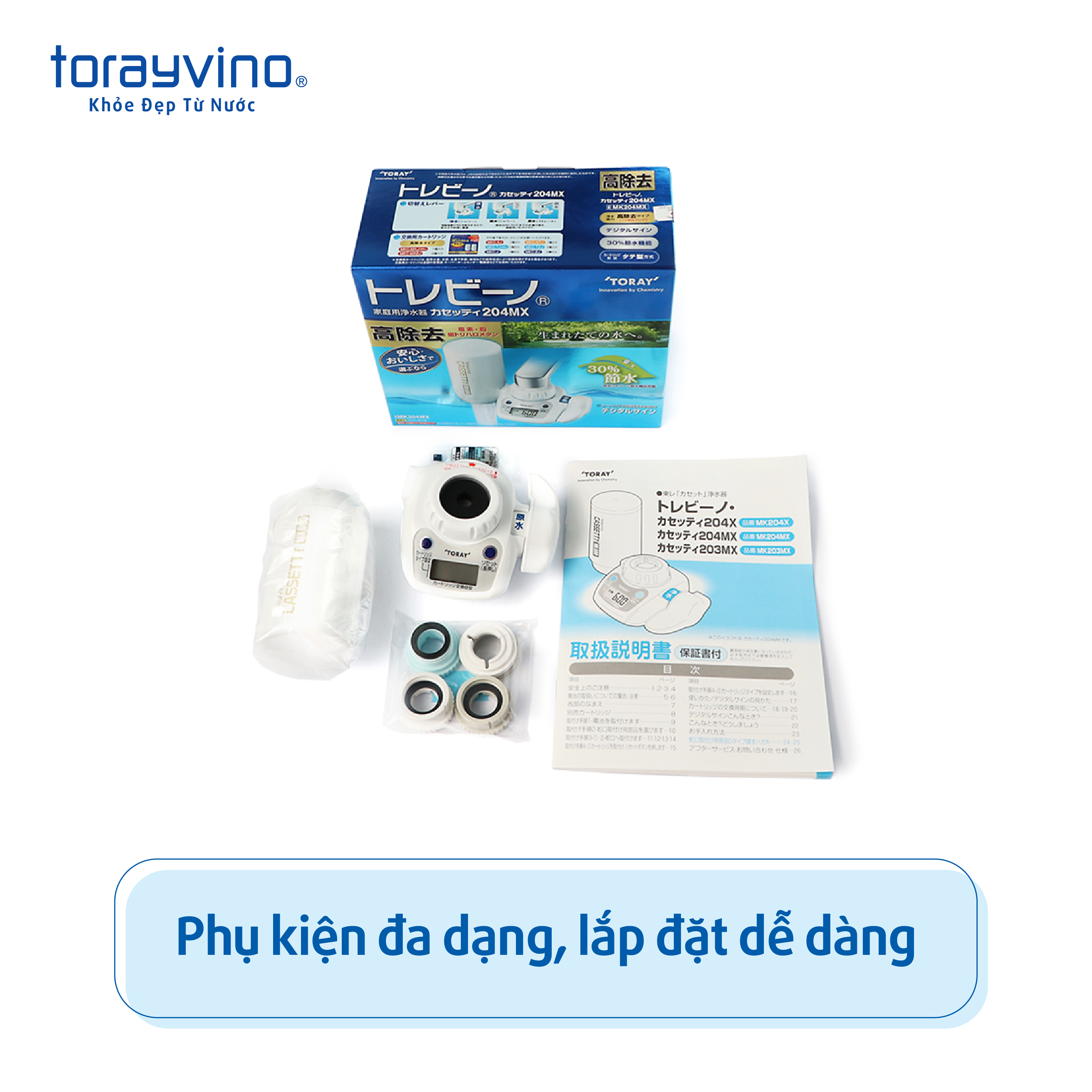 Combo Thiết Bị Lọc Nước Tại Vòi Toray Torayvino MK308T + bộ lọc thay thế Torayvino MKC.TJ (1 máy + 2 bộ lọc)