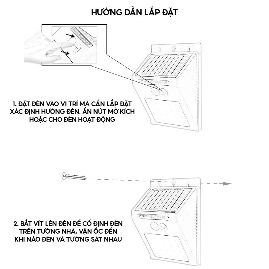 Đèn Cảm Ứng Ốp Tường Tích Điện Năng Lượng Mặt Trời 20led Siêu Sáng Lắp Đặt Dễ Dàng Không Cần Khoan Tường