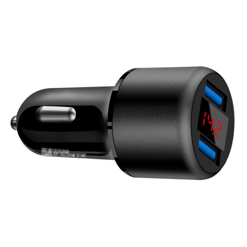 Đảm Bảo Chất Lượng Màn Hình Mới Hợp Kim Nhôm Sạc Xe Hơi 5V3.1A Dual USB Đa Năng Hào Quang Màn Hình Hiển Thị Kỹ Thuật Số Sạc Xe Hơi