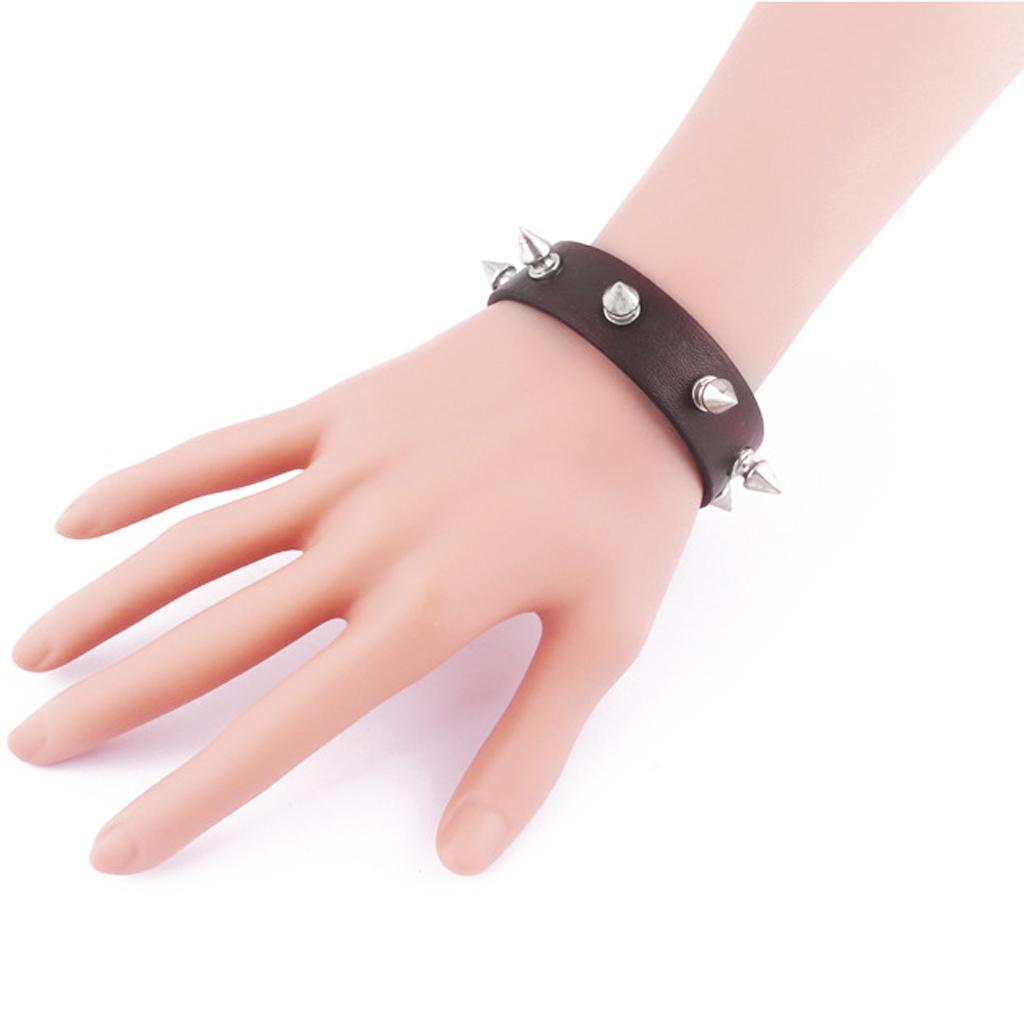 Punk Rock Rivet Stud Leather Bangle Bracelet Wristband Cuff Women Men
