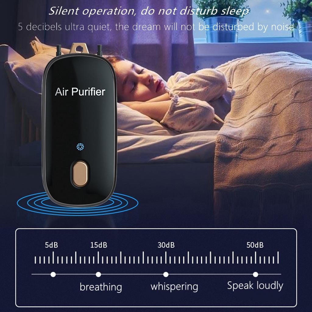3xPortable Personal Necklace Air Purifier Wearable Freshener Air Cleaner Black