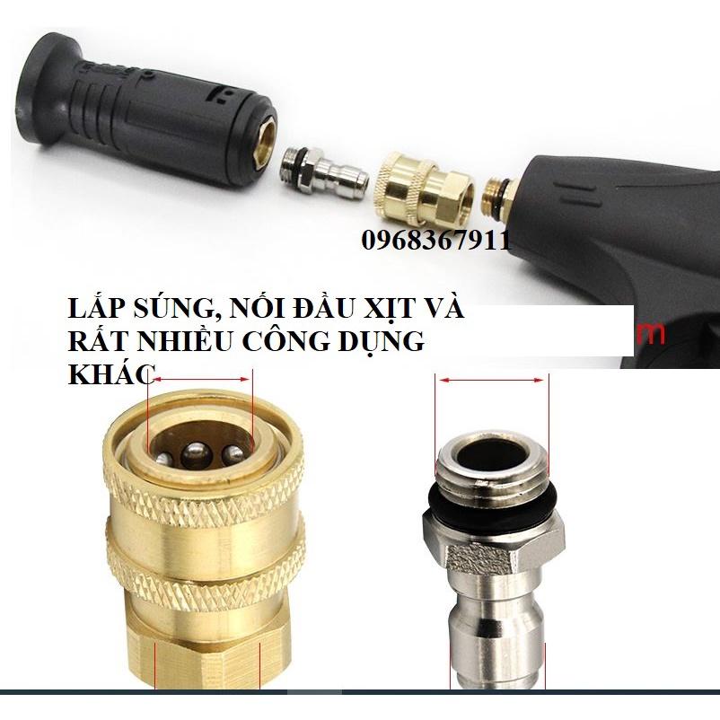 cút nối nhanh rửa xe ren M14, khớp nối nhanh máy rửa xe ren M14