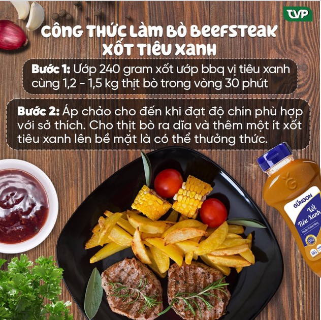 Xốt tiêu xanh GUNGON phù hợp cho các món nướng beefsteak 200g