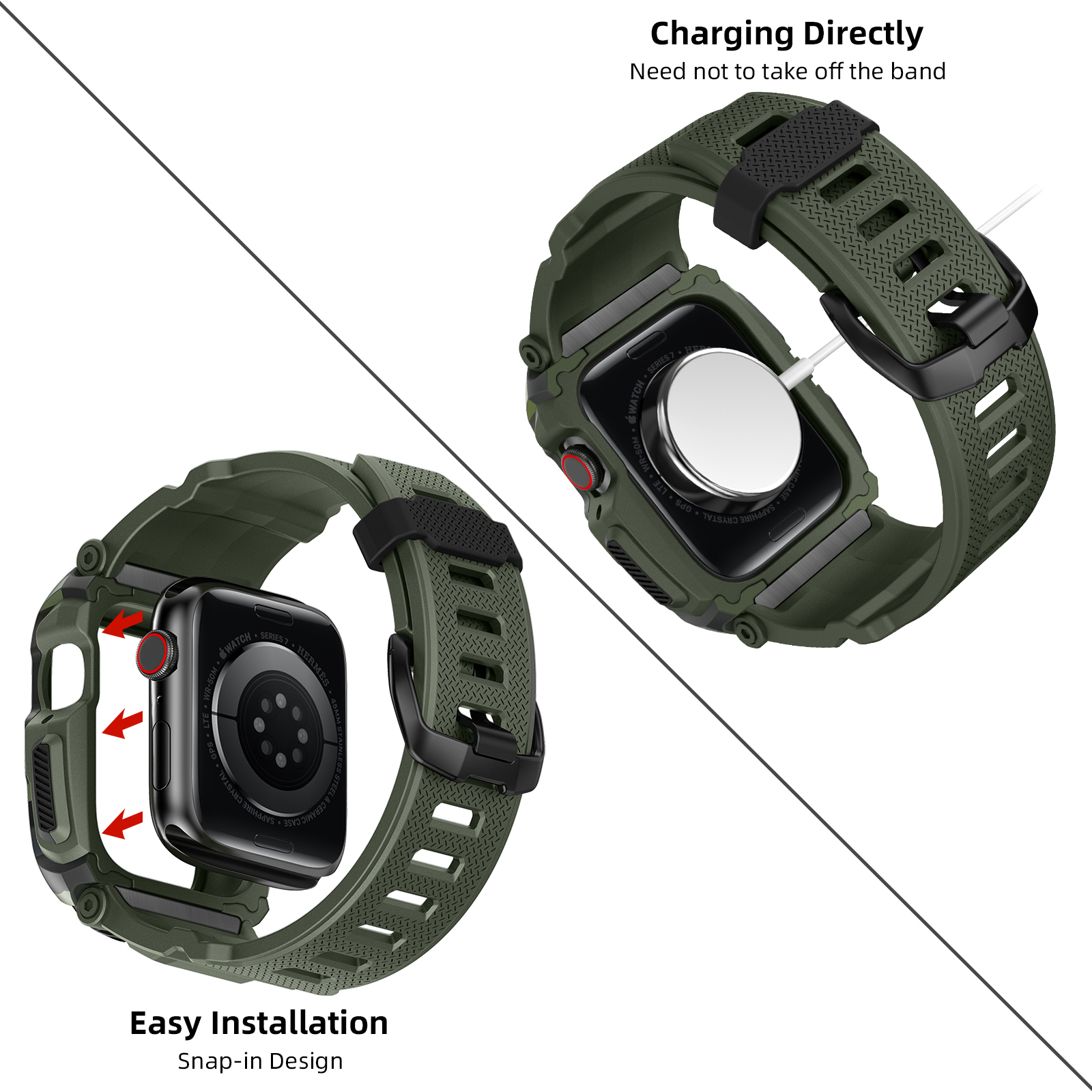 Ốp Case bảo vệ tích hợp dây đeo Camo Shock cho Apple Watch Series 1/2/3/4/5/6/SE/7/8/9/SE2 Size 45mm/44mm/42mm - Hàng Chính Hãng