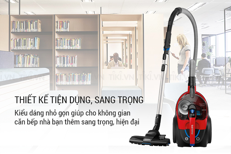 Máy hút bụi không túi nhãn hiệuPhilips FC9728/81 công suất 1800W tích hợp đầu hút TriActive làm sạch kỹ lưỡng theo 3 hướng - Hàng Nhập Khẩu