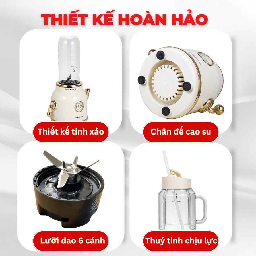 Máy xay sinh tố đa năng KOHANA Công suất 300w - Mua 1 Cối xay thủy tinh Cao cấp Tặng 1 cối xay thể thao tiện lợi