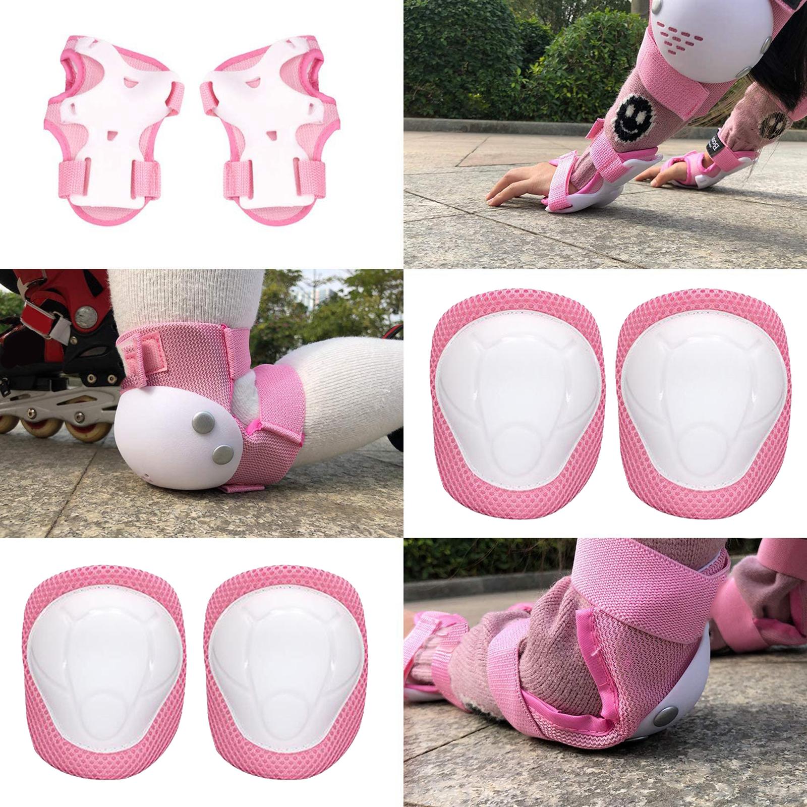 Kids Skateboard Bike Protective Gear Outfit Knee Elbow Wrist Pad Set Pink