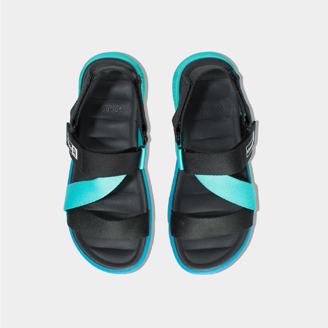 Giày Sandals Nam Nữ Shondo F6 Sport Đế Ombre Xanh Dương Quai Xanh Đen F6S3540