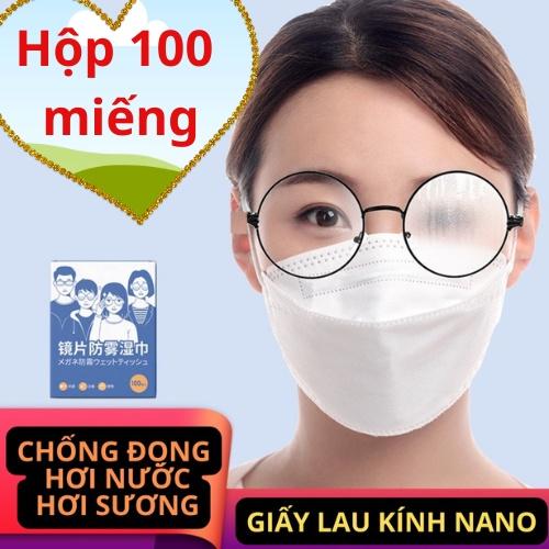 Hộp 100 Miếng Khăn Giấy Lau Kính Nano Chống Mờ Sương, Vân Tay, Bụi Bám