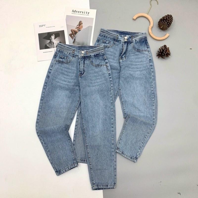 Quần jean bò baggy nữ cạp cao hàng Quảng Châu phong cách Hàn Quốc sành điệu style năm 2021