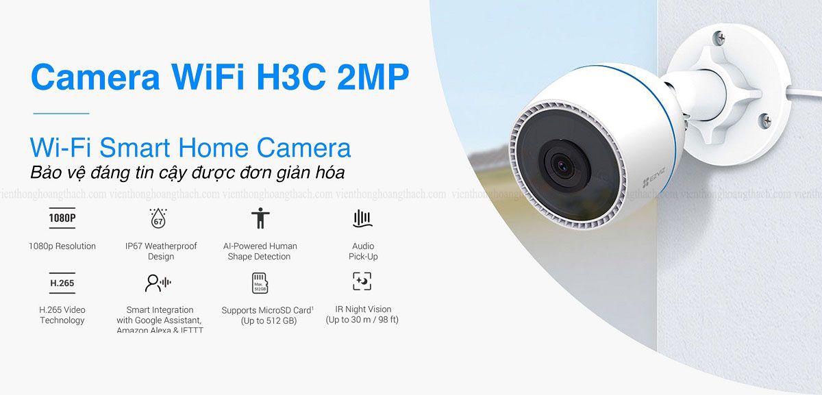 Camera WiFi ngoài trời EZVIZ H3C 2MP - Hàng Chính Hãng