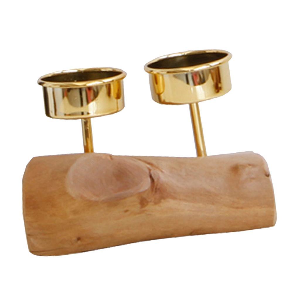 Wooden Base Candle Holder Candlestick Tealight Home Office Desktop Decor