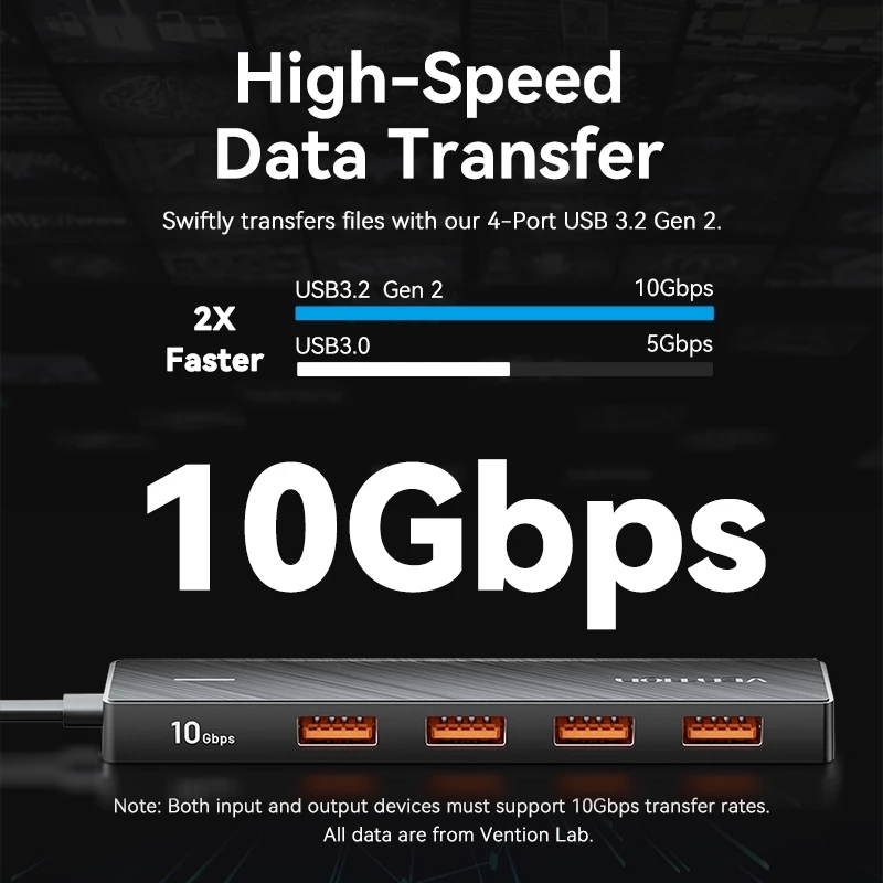 Hub usb 3.2 10Gbps mở rộng 4 cổng usb cho Laptop/ PC Vention CHO  _ Hàng chính hãng
