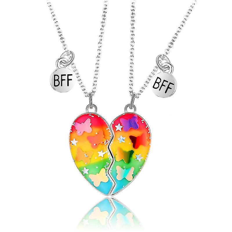 2 phòng/vòng cổ của bạn thân với cổ áo trái tim phù hợp với BFF với con bướm long lanh