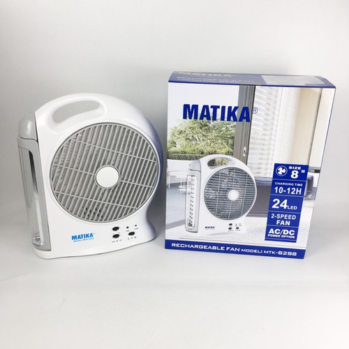 Quạt Tích Điện Matika MTK-6298 Nhỏ Gọn Có Đèn Led Hiện Đại Pin Khỏe -Hàng Chính Hãng