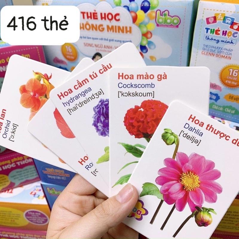 Bộ thẻ học thông minh FLASHCARDS 16 chủ đề 416 thẻ song ngữ Anh Việt cho bé