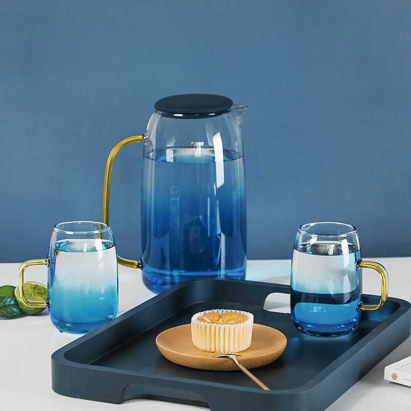 Bộ Ly Thủy Tinh AQUA Trụ Tròn BOROSILICATE Cao Cấp Chịu Nhiệt Cao 6 Sets DECOR LUXURY - Hàng Nhập Khẩu