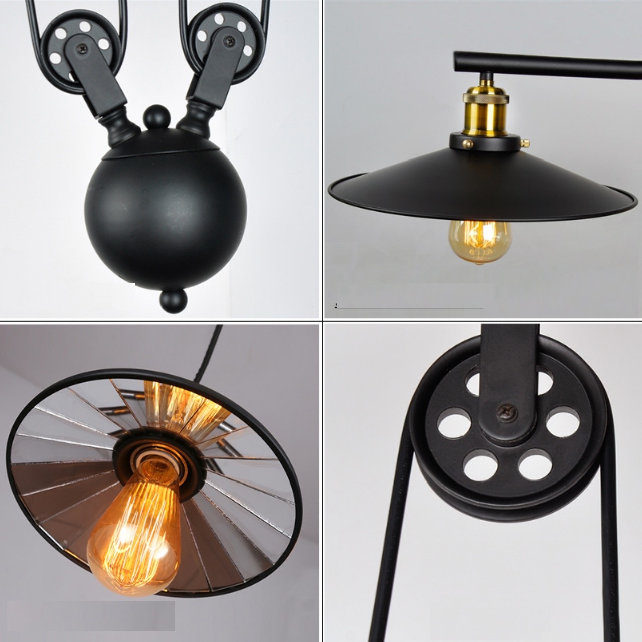 Đèn thả ròng rọc 3 chao SuperVilighting RONGROC-3CHAO đèn thả phòng khách quán cafe shop thời trang