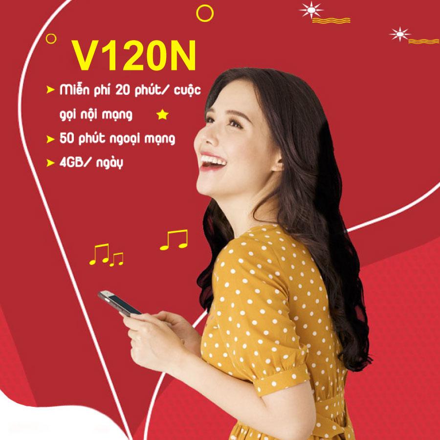 Sim 4G Viettel  V120 lên gói 1 tháng -  Hàng Chính Hãng