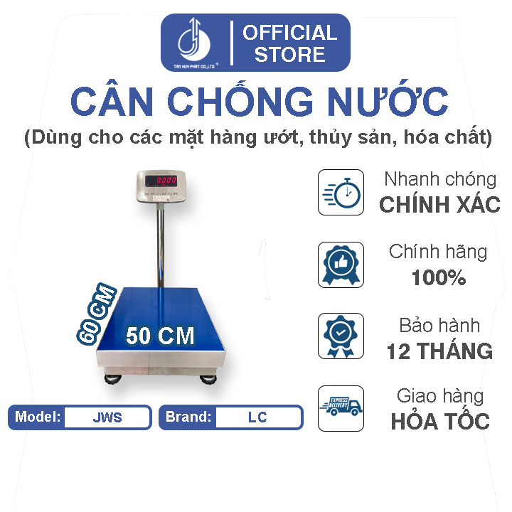 Cân Điện Tử Chống Nước JWS - Mặt Bàn Cân Inox 500x600MM