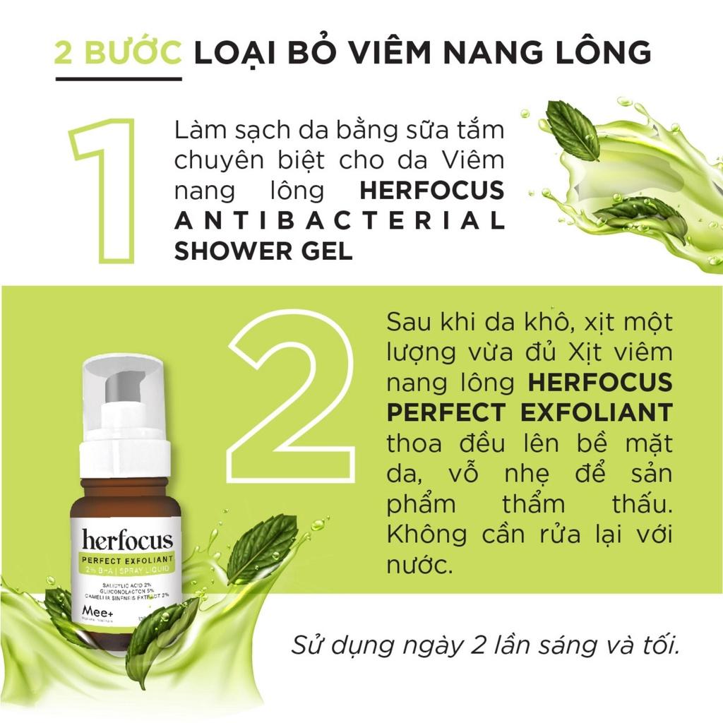 Viêm Nang Lông, Viêm Lỗ Chân Lông Herfocus Mee Natural - Xịt Viêm Nang Lông 2% BHA 100ml