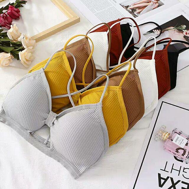 Áo lót nữ bra len tăm hai dây đan kiểu dáng mới N026