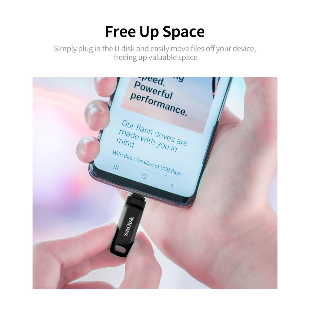 Ổ đĩa flash USB cổng kép 64GB SanDisk Ultra Dual Drive Go Portable U Disk USB 3.1 Đĩa U Type-C tốc độ cao cho PC điện thoại