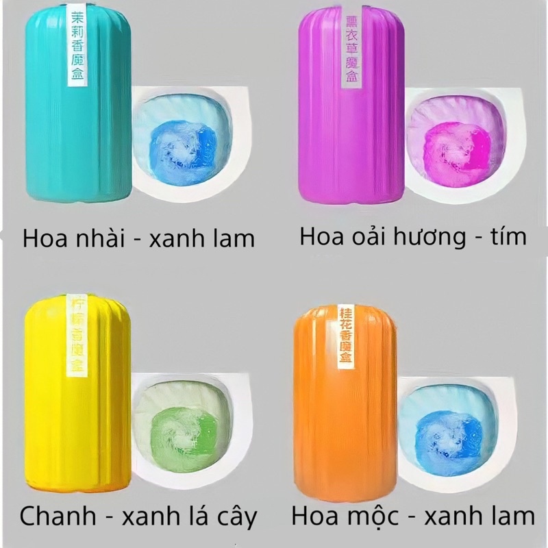Lọ thả bồn cầu tẩy bồn cầu, diệt khuẩn khử mùi toilet phiên bản mới với 4 màu sắc tự nhiên