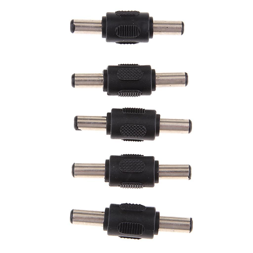 5 Pack DC Power Adapter 5.5x2.1mm Male to Male Plug Connector Converter