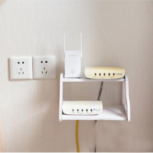 Kệ trang trí mini 2 tầng đựng wifi xiaomi + móc treo tường +kệ điện thoại