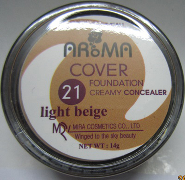 Kem che khuyết điểm Aroma Cover Foundation Hàn Quốc 14g No.21 Light Beige tặng kèm móc khoá