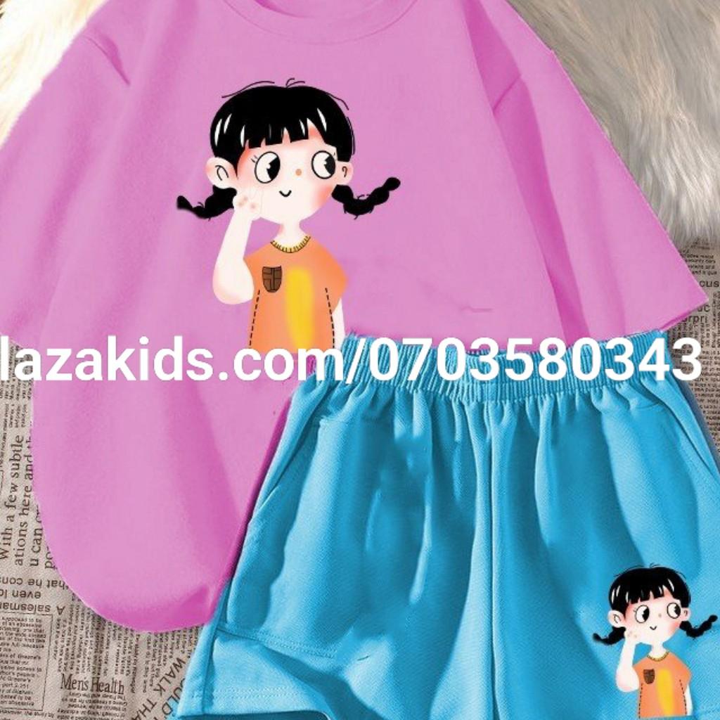 Bộ quần áo hè dành cho bé gái 6-12 tuổi . Xinh xắn, đáng yêu, thoáng mát KIDS GENZ-thun cao cấp 4 chiều chính phẩm