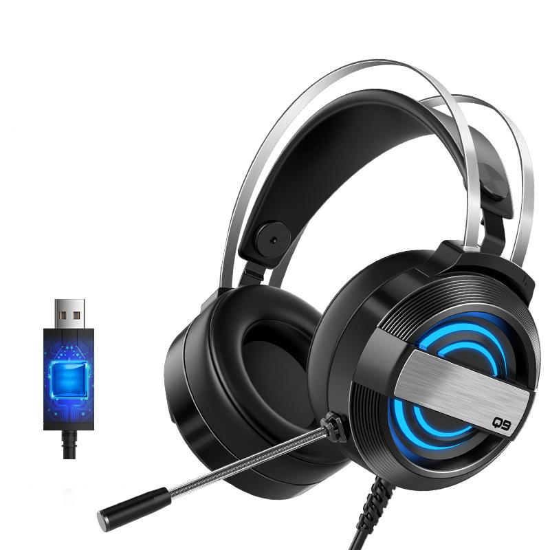 3.5Mm + USB Có Dây RGB Tai Nghe Đen Tai Nghe Chơi Game Có Mic Giảm Ồn Cho Điện Thoại Di Động Máy Tính PS4 XBOX